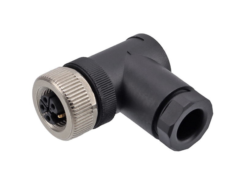 L CODE M12 POWER CONNECTOR FEMALE FIELD INSTALLATION SOCKET RIGHT ANGLE