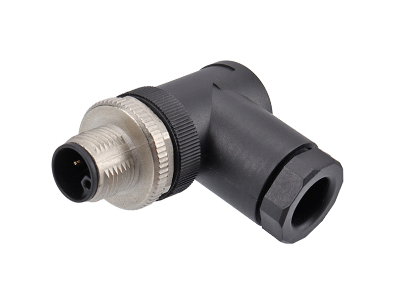 L CODE M12 POWER CONNECTOR MALE FIELD INSTALLATION PLUG RIGHT ANGLE