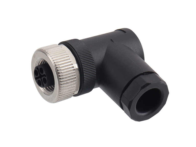 S CODE M12 POWER CONNECTOR FEMALE FIELD INSTALLATION SOCKET RIGHT ANGLE