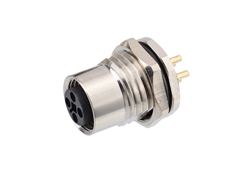 T CODE M12 DEVICE CONNECTOR SOCKET M12 PANEL REAR MOUNT FEMALE PCB SOLDER PINS