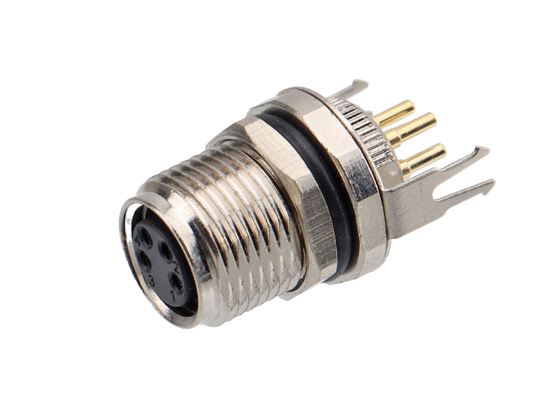 M8 DEVICE CONNECTOR SOCKET M8 A CODE PANEL REAR MOUNT 4P FEMALE SHIELD SOLDER PINS